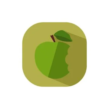 Bitten green apple vector flat design Stock Illustration