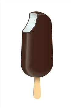 Bitten ice cream Eskimo vector illustration. Popsicles covered with chocolate Stock Illustration