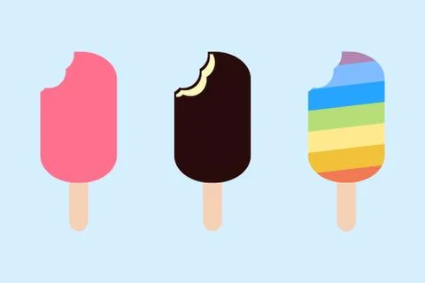 Bitten Ice Cream, Flat design vector illustration Stock Illustration