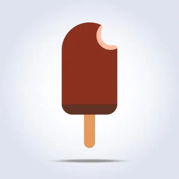 Bitten Ice-cream on gray background Stock Illustration