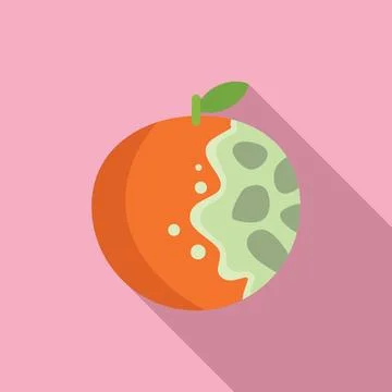 Bitten orange vector illustration on pink background Illustrazione stock