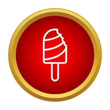 Bitten popsicle icon on red button design 库存插图