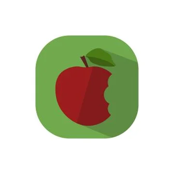 Bitten red apple vector flat design Stock Illustration