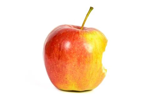Bitten red apple on white background Stock Photos