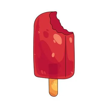 Bitten red ice pop Stock Illustration