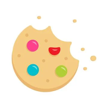 Bitten round cookie with colored chocolate Stock Illustration