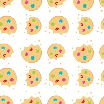 Bitten round cookie. Seamless pattern Stock Illustration
