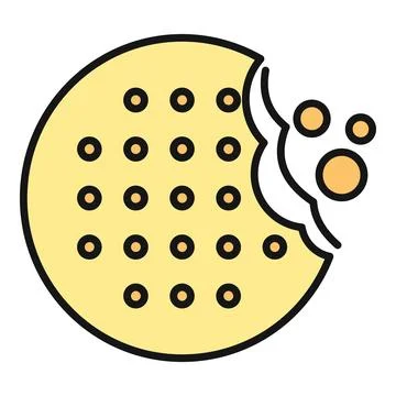 Bitten round cracker with crumbs and missing piece Ilustração Stock