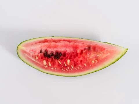 Bitten slice of watermelon on white background. Stock Photos
