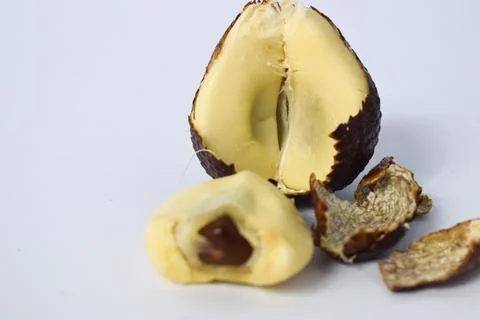 Bitten snakefruit isolated on white background Stock Photos