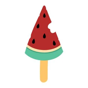 Bitten watermelon slice popsicle vector icon. Hand drawn illustration Stock Illustration