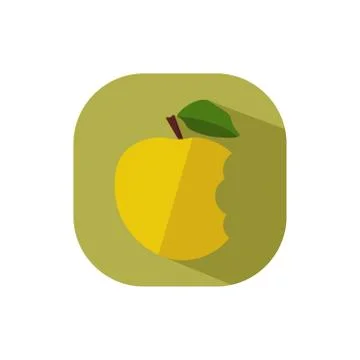 Bitten yellow apple vector flat design Stock Illustration