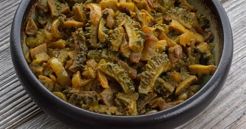 Bitter gourd curry. Stock Footage 283135274
