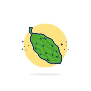 Bitter gourd Vector Icon Illustration. Cute Vegetable. Flat Cartoon Style Sui Stock Illustration
