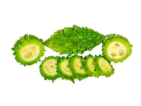 Bitter Melon with Bitter Melon Slice isolated Stock Photos