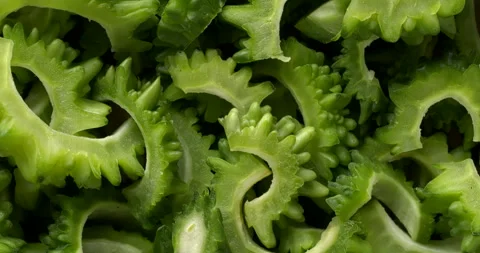 Bitter melon chunks background texture. Stock Footage 283132822