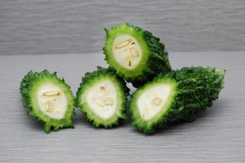 Bitter Melon cut open Stock Photos