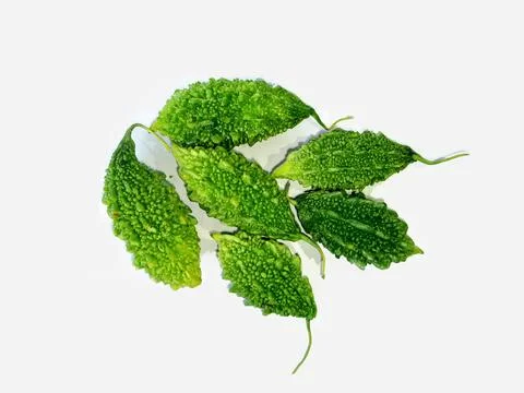 Bitter Melon isolated in white background top view Stock Photos