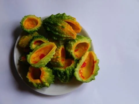 Bitter melon on plate Stock Photos