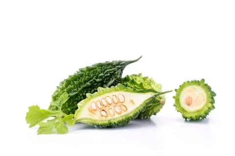 Bitter melon on white background Stock Photos