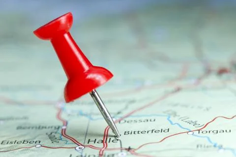Bitterfeld, Germany pin on map Stock Photos
