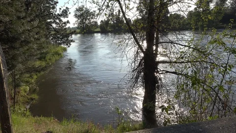 Bitterroot river flood. 4K Stock Footage 90361538