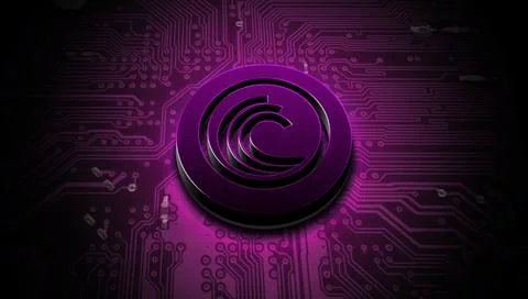 Bittorent cryptocurrency coin on colorful background, cryptocurrency concept Stock Illustration