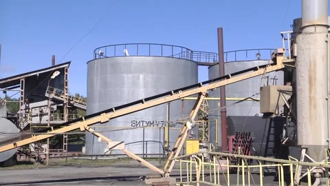 "Bitumen" big barrels with melted bitumen. Stock Footage 106775859