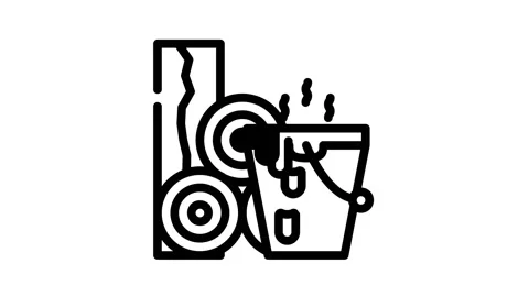 Bitumen building material line icon animation Stock Footage 166852124