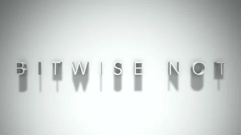 Bitwise not 3D title animation with shadows on a white background Stock Footage 297015979
