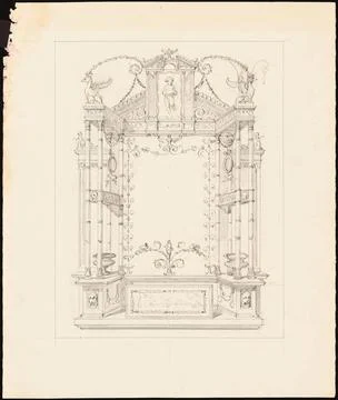 Bitzert L., ceiling designs for an unknown building S.K.H. (1849): Wall de... Fotos de archivo
