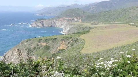 Bixby Bridge on US 1 Cabrillo Highway Stock Footage 50130344