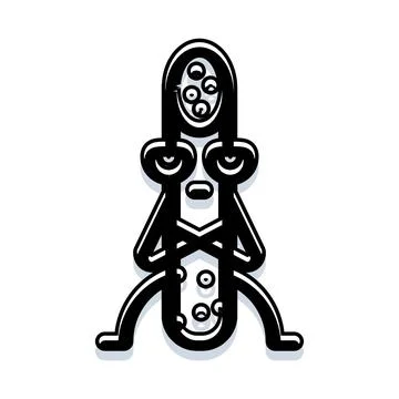 Bizarre black and white creature illustration with multiple eyes Stock-Illustration