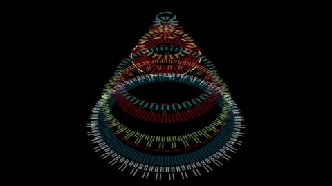 Bizarre Christmas tree with key black background colored mechanical wheels 動画素材 83351428