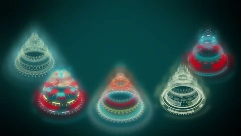 Bizarre Christmas trees background composed of multicolored mechanical wheels Vídeos de archivo 83682011