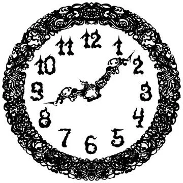 Bizarre clock face Stock Illustration