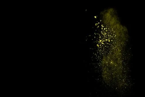 Bizarre forms of powder painted and flour combined explode Stock Photos