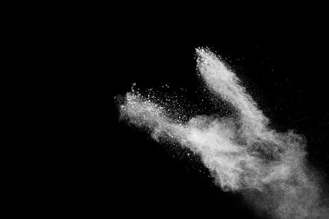 Bizarre forms of of white powder explosion cloud against dark background.La.. 写真素材