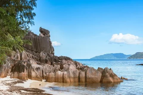 Bizarre Granite Rocks At The Beach Stock Photos