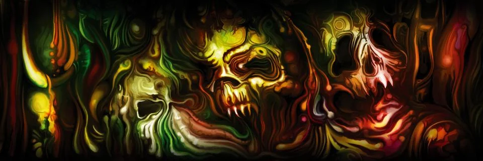 Bizarre horror banner Stock Illustration