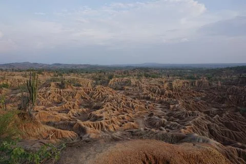 Bizarre lunar landscape with the typical red eroded rock formations in the .. Stock Photos