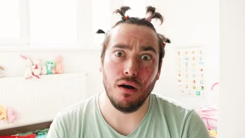 Bizarre Make Up on Hispanic Man Stock Footage 323932461