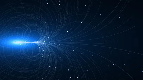 Bizarre mesmerizing tracks of particles in a magnetic field 1 Stock Footage 284895047