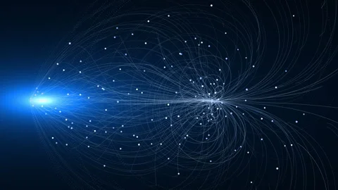 Bizarre mesmerizing tracks of particles in a magnetic field Stock-Footage 284895497