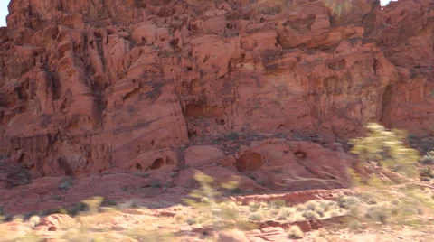 Bizarre red wavy mountains of Valley of Fire State park, NE Stockbeeldmateriaal 60014550