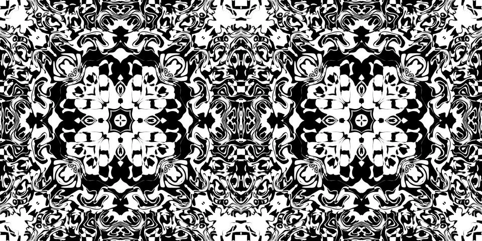 Bizarre Rorschach Test Ink Blot Texture. Seamless Monochrome Darkness Pattern Stock Illustration