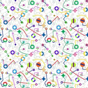 Bizarre schematic images - seamless vector pattern Stock Illustration