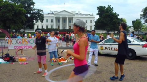 Bizarre Strange Anti-War Protest at White House in D.C. Stock Footage 41174862