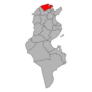 Bizerte of Tunisia Governorates map shape, travel web flat icon vector illust Illustrazione stock