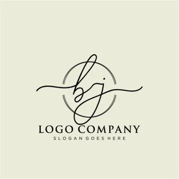 BJ Initial handwriting logo design Stockillustratie